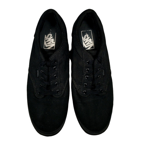 Vans Womens Size 9 Casual Sneakers Skateboarding Shoes Black Canvas Low Top EUC - Picture 2 of 7